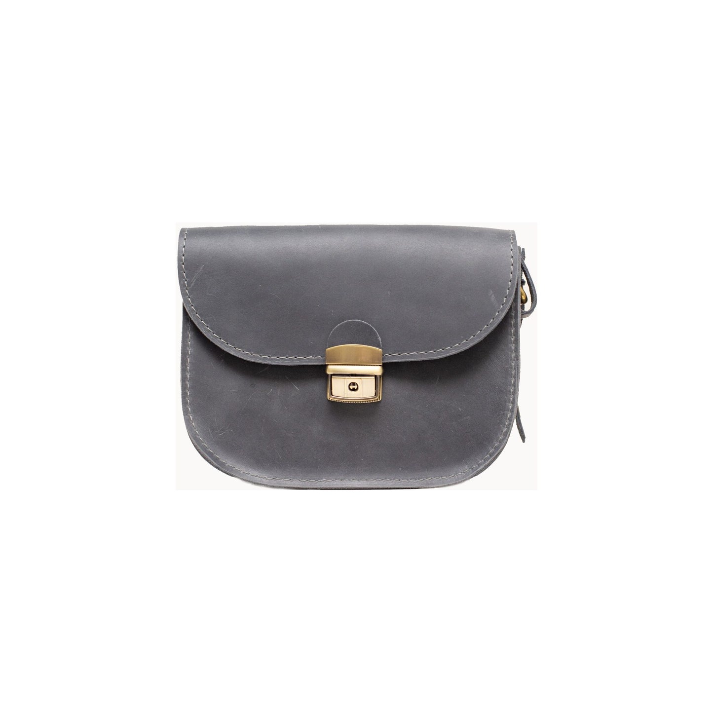 Natural Leather Saddle Bag Medium – Grey