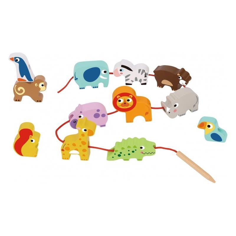 Safari Animal Shaped Wooden Threading Blocks