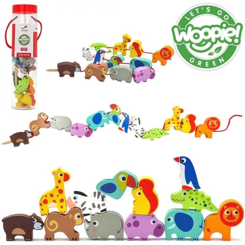 Safari Animal Shaped Wooden Threading Blocks