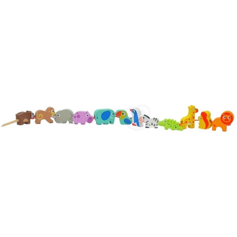 Safari Animal Shaped Wooden Threading Blocks