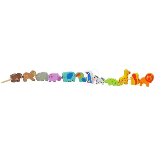 Safari Animal Shaped Wooden Threading Blocks