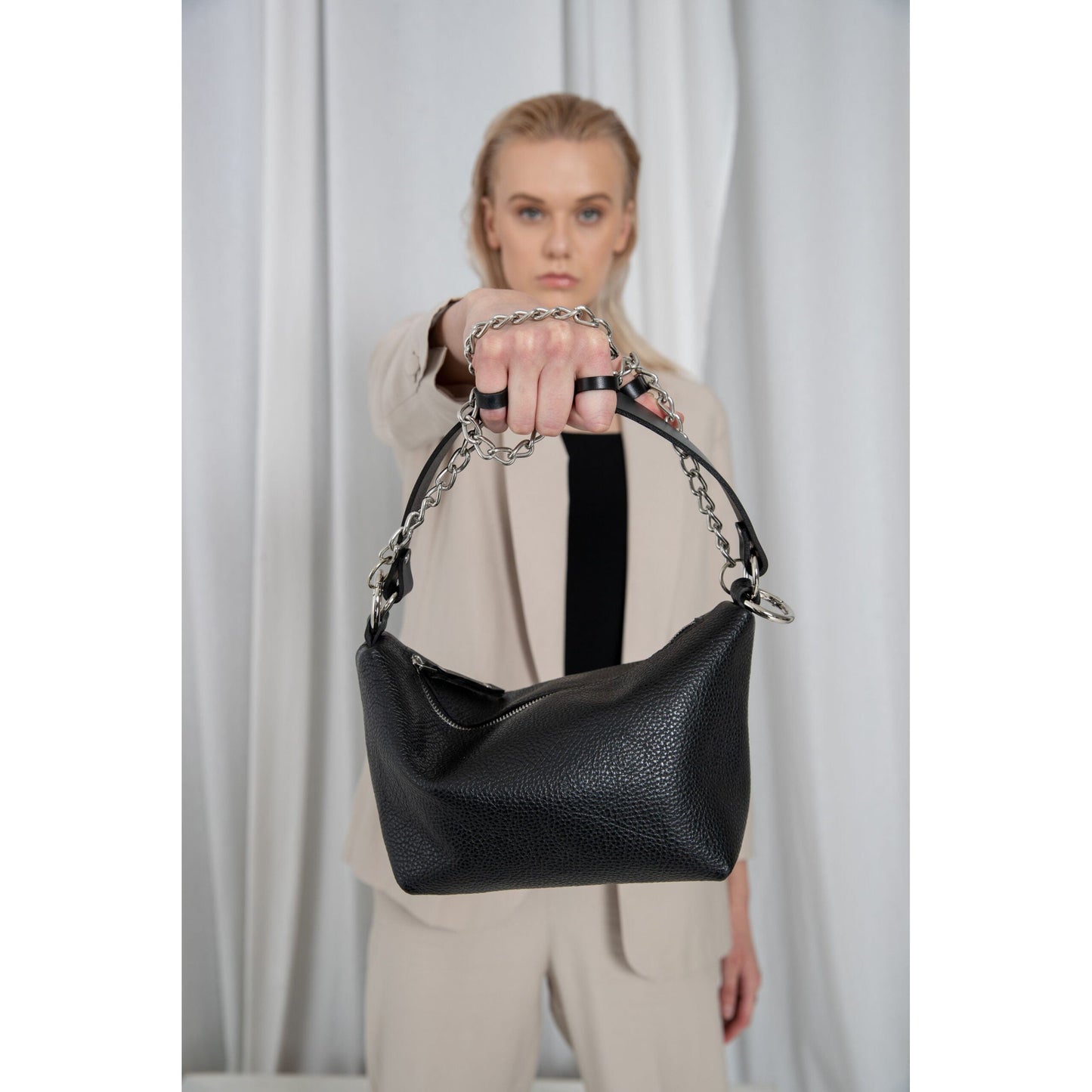 Soft Leather Baguette Handbag Selena