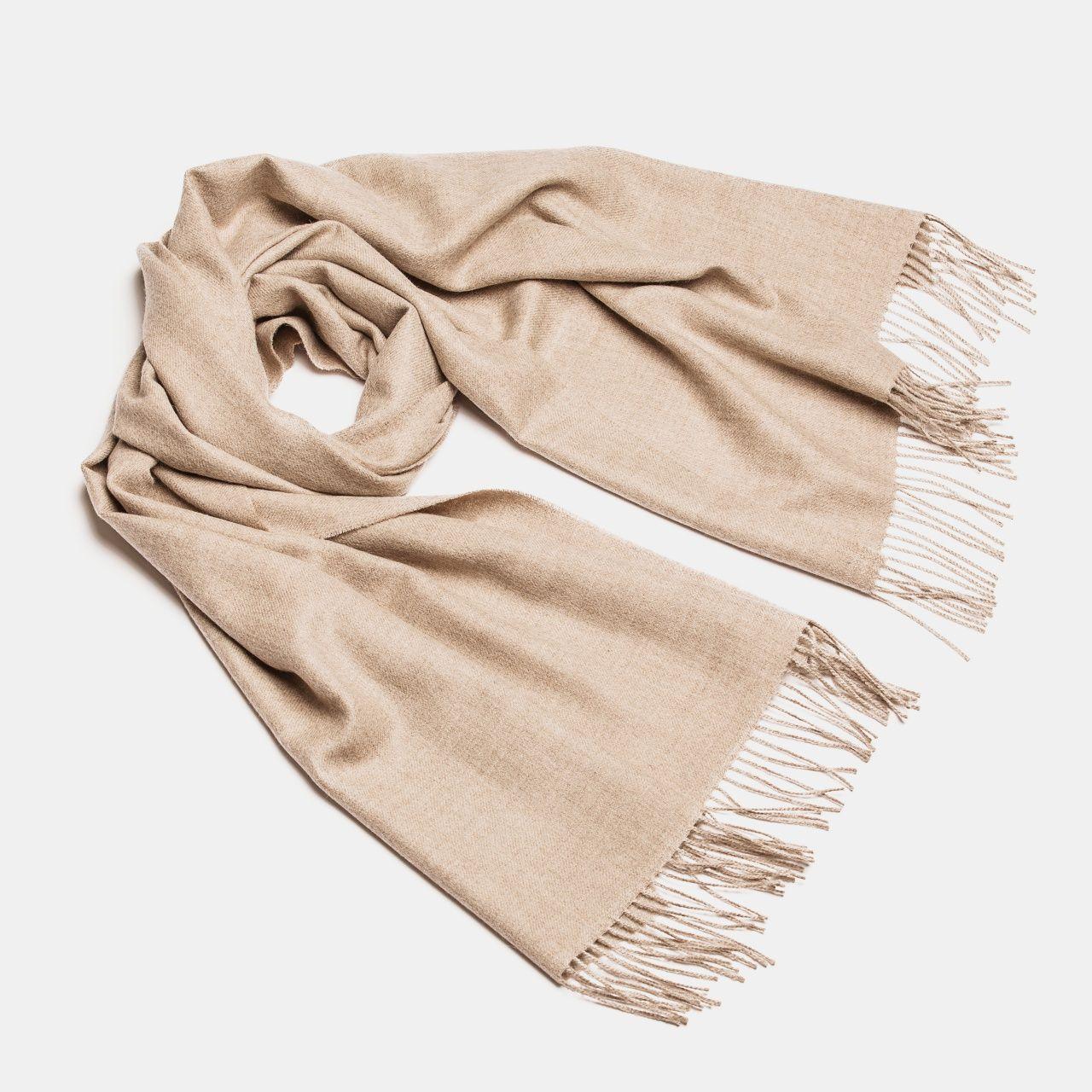 Natural Baby Alpaca Maxi-Scarf with Fringes