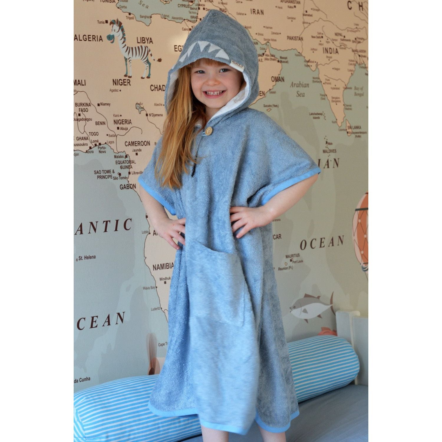 Short-Sleeve Poncho SHARK - For KIDS (Size 122-150)