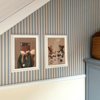 Simple Vintage Stripes Wallpaper - Beige And Blue