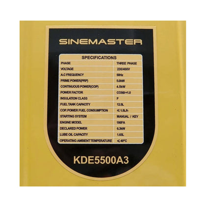 Sinemaster KDE5500A3 400V aggregaatti