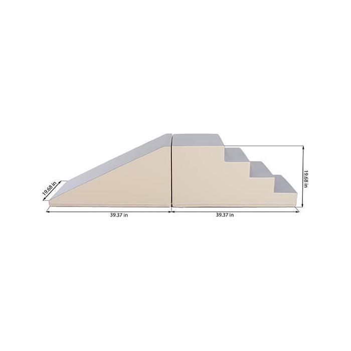 Soft Play Step and Slide Set - Beige and Grey