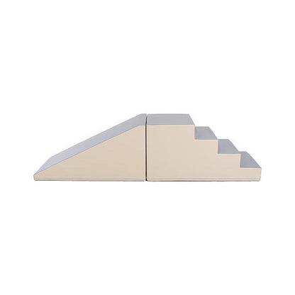 Soft Play Step and Slide Set - Beige and Grey