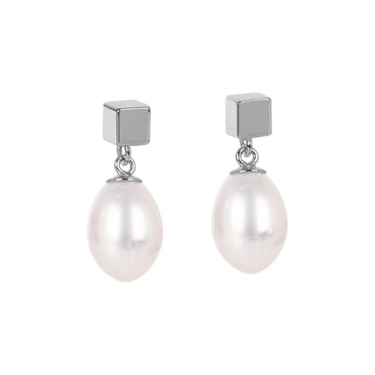 Solid Pearl Drop Earrings - Rose Gold and Silver