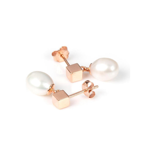Solid Pearl Drop Earrings - Rose Gold and Silver