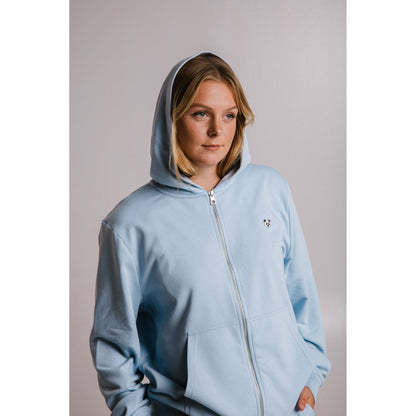 Panda Soft Fleece Full Zip Hoodie - Light Blue