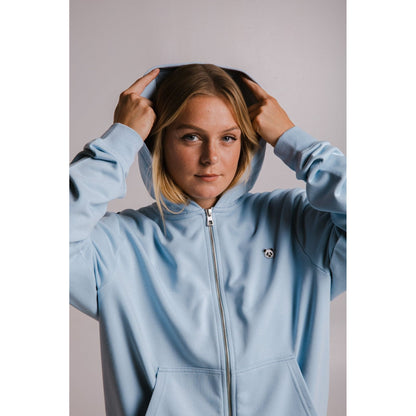 Panda Soft Fleece Full Zip Hoodie - Light Blue