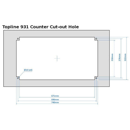 Thetford Topline 931 kolmiliekkinen kaasuliesi 770x350 mm