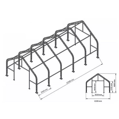 Ranch Premium 6,1 x 12,2 x 4,88 m 900g kalustohalli