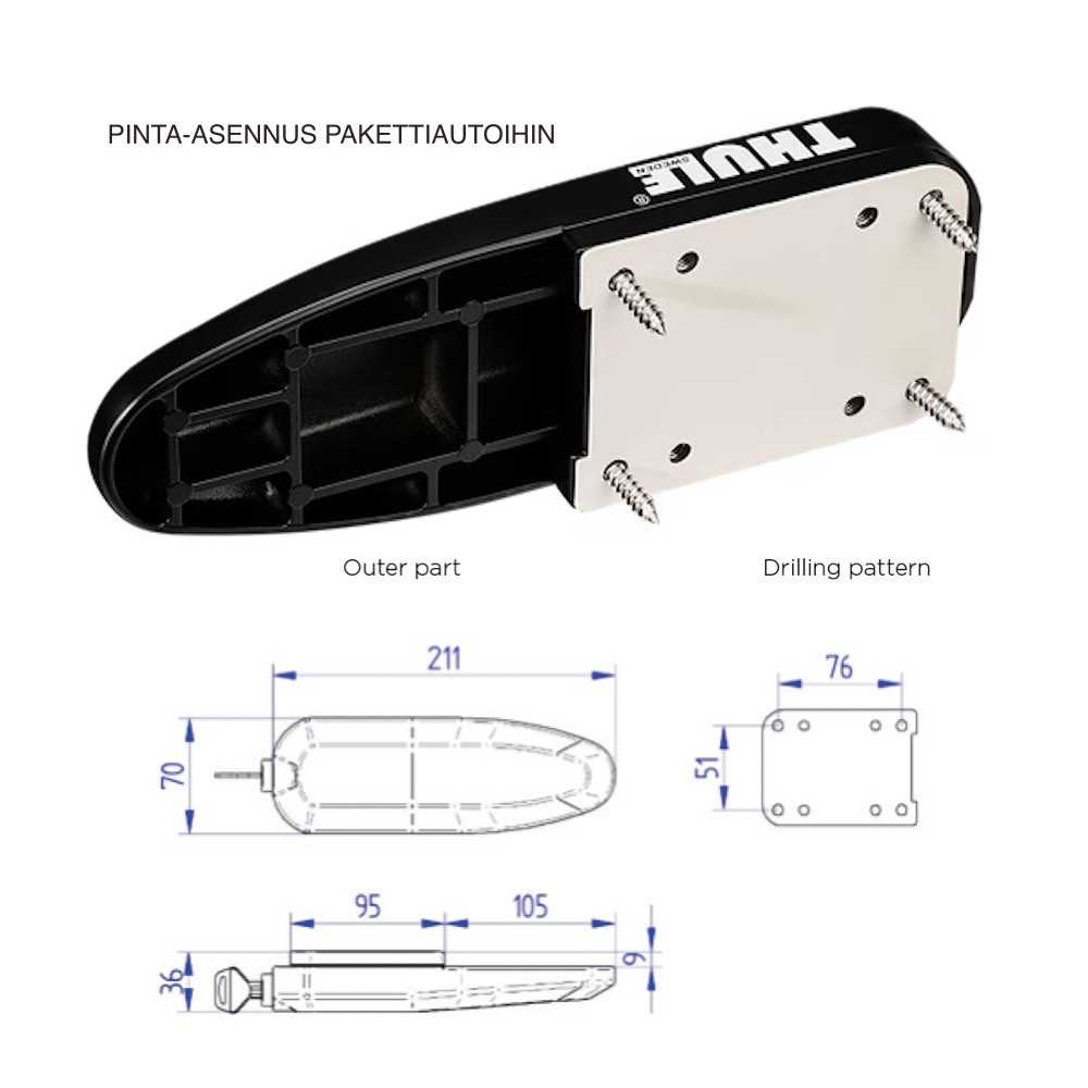 Thule Universal Lock musta, 2kpl - Kotikauppa