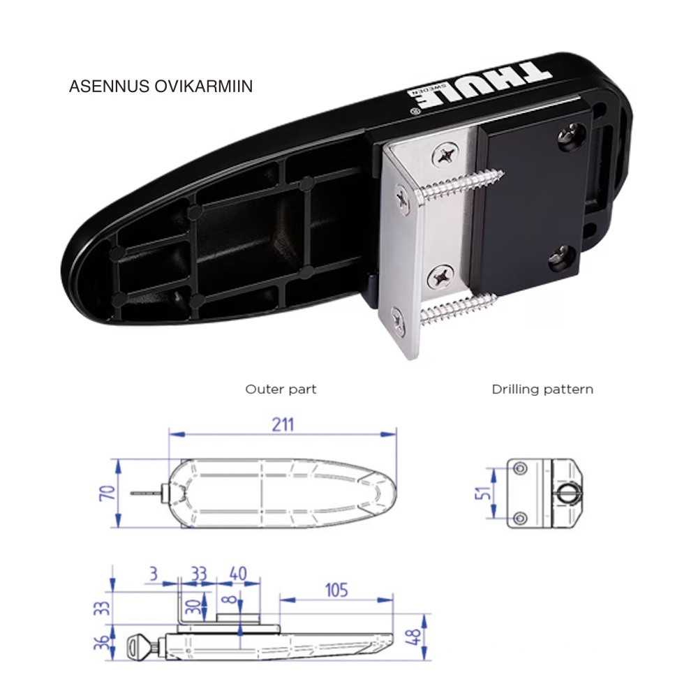 Thule Universal Lock musta, 2kpl - Kotikauppa