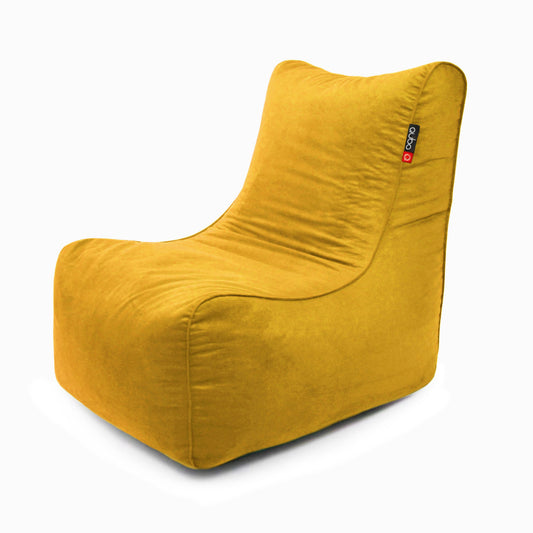 Säkkituoli Qubo™ Noa Mustard VELVET FIT - Kotikauppa