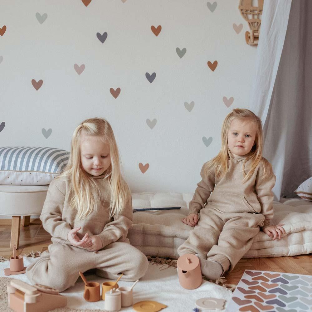 Wall Stickers Hearts - Cappuccino and Blue