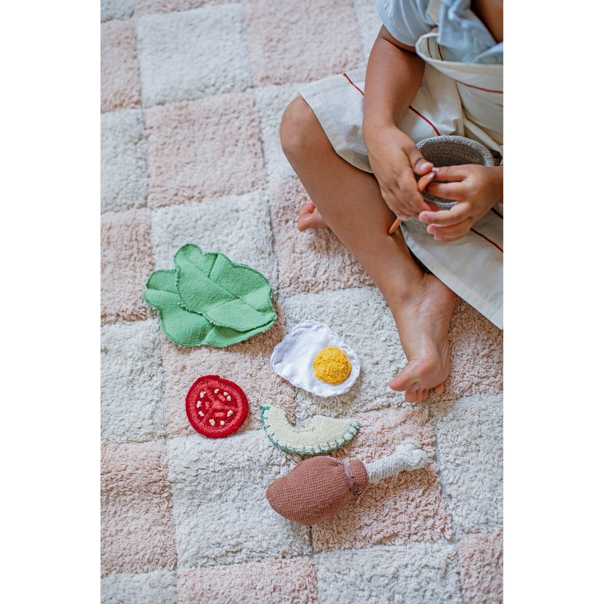 Washable Cotton Rug Kitchen Tiles Rose, 120x160 cm