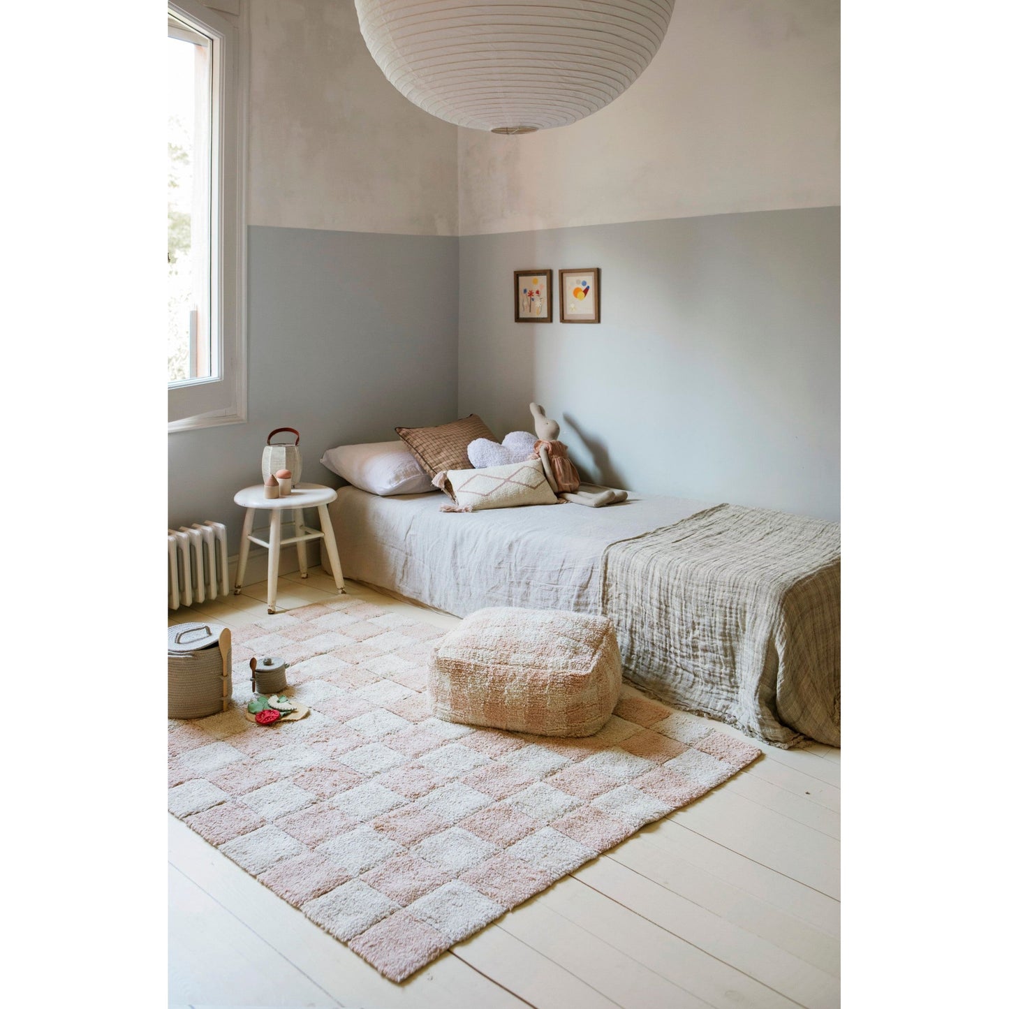 Washable Cotton Rug Kitchen Tiles Rose, 120x160 cm