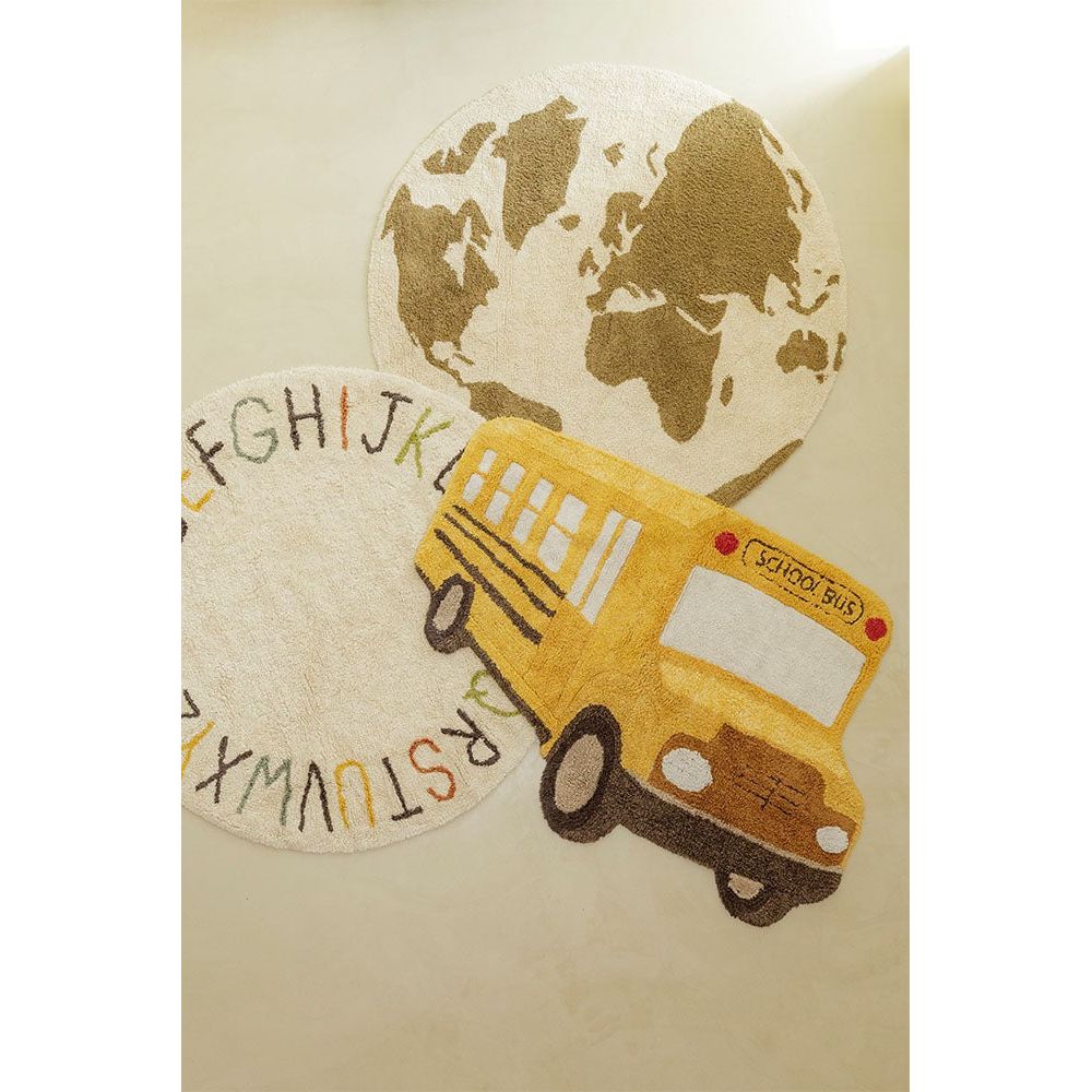 Washable School Bus Cotton Rug, 130 x 90 cm