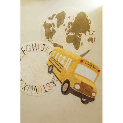 Washable School Bus Cotton Rug, 130 x 90 cm