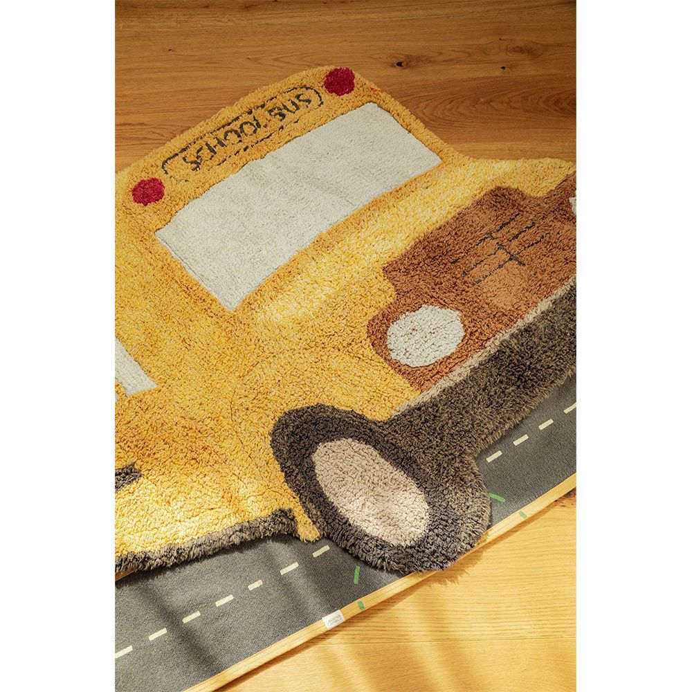 Washable School Bus Cotton Rug, 130 x 90 cm
