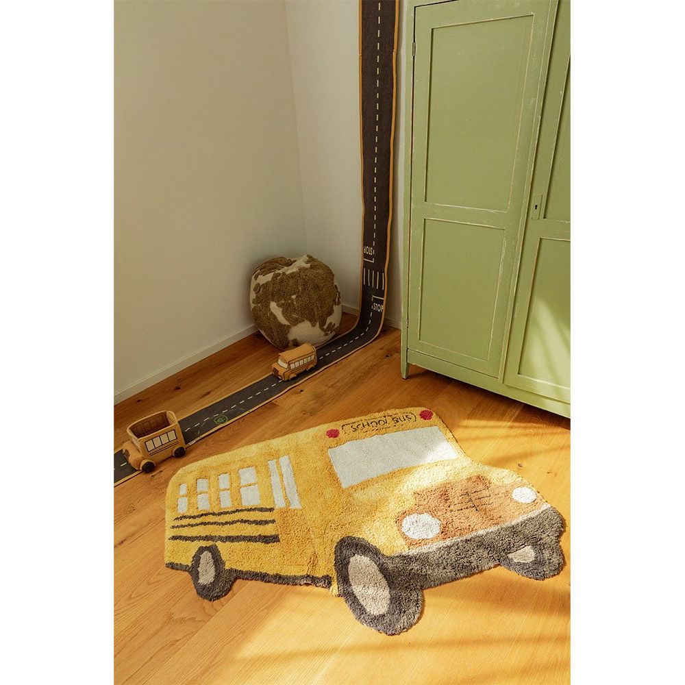 Washable School Bus Cotton Rug, 130 x 90 cm