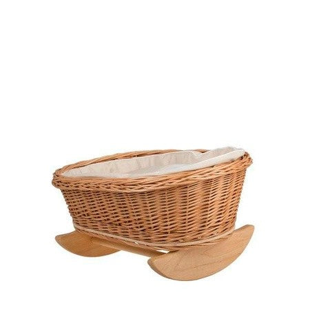 Wicker Rocking Cradle Mimi Natural - White Bedding