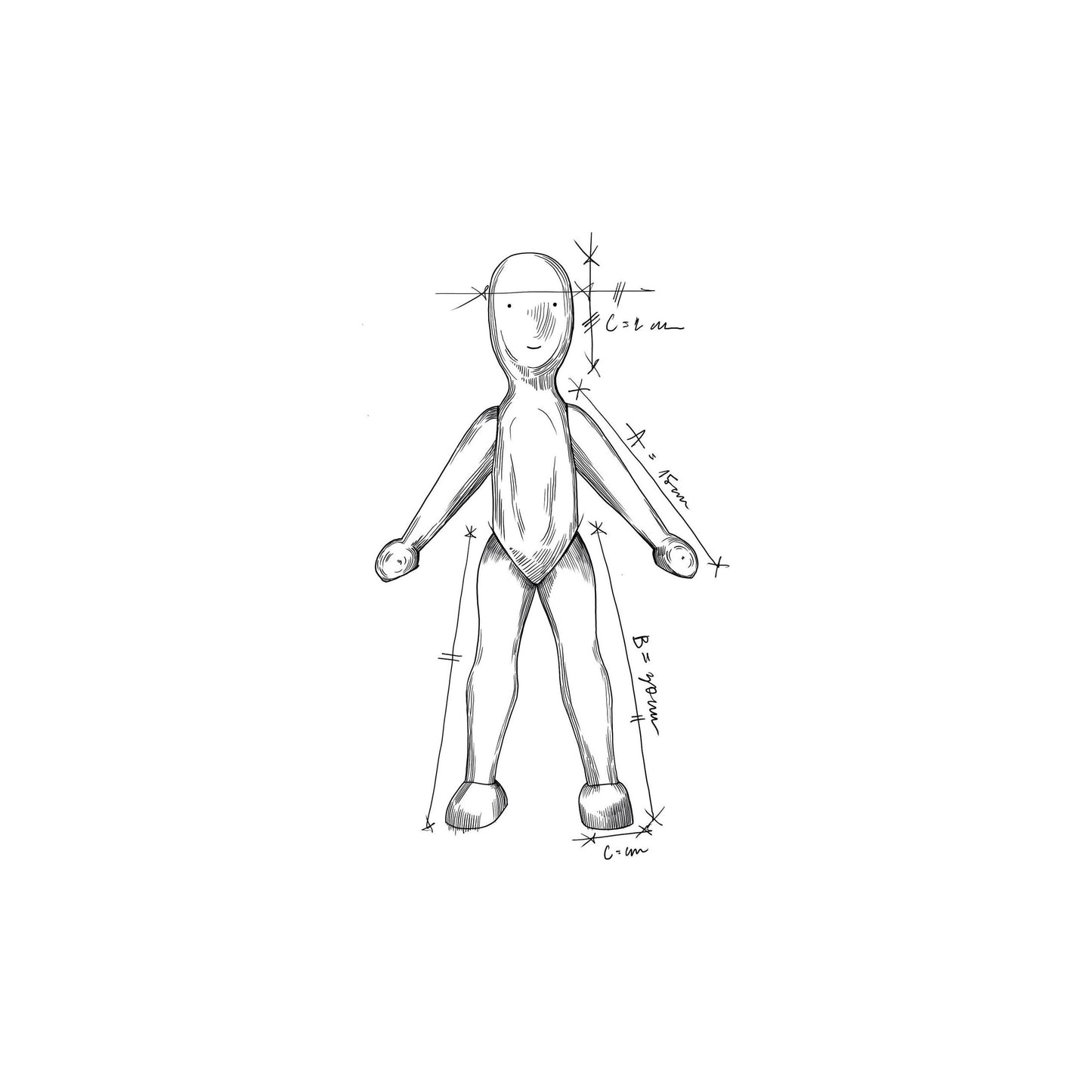 Wooden Beech Doll with Pants