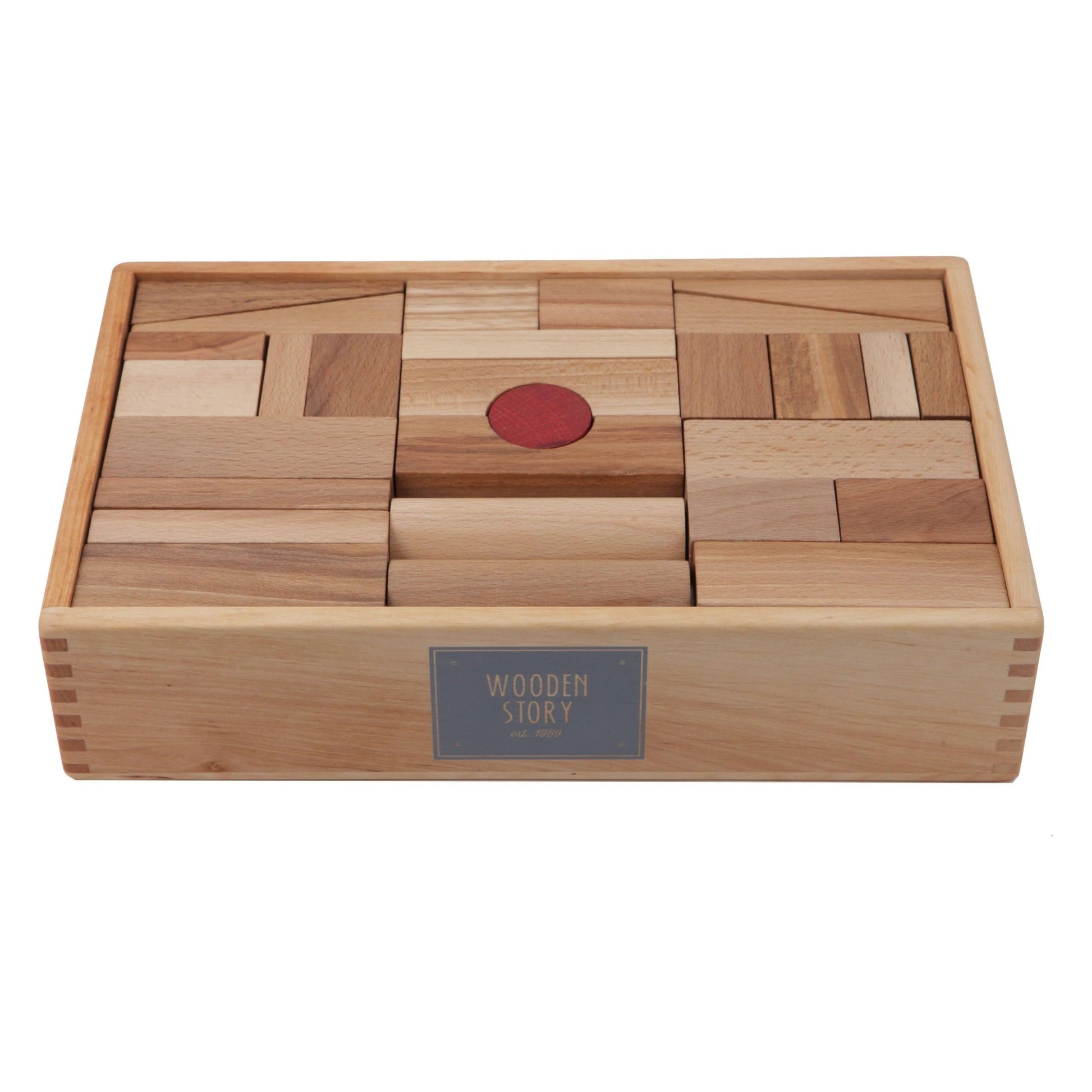 Wooden Blocks in a Box – Natural, 63 pieces
