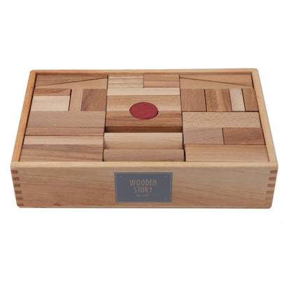 Wooden Blocks in a Box – Natural, 63 pieces