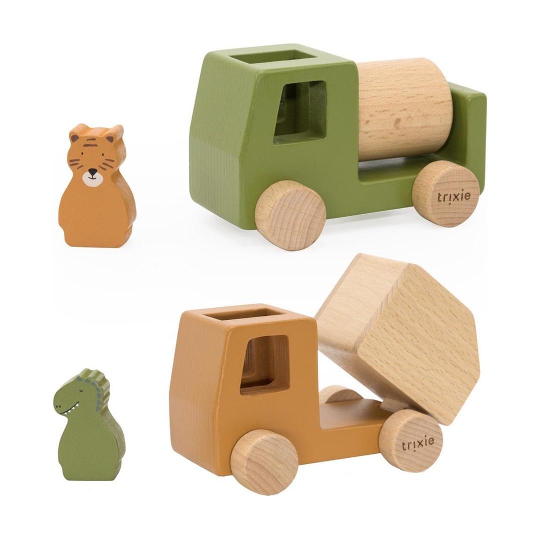 Wooden Construction Cars with Animals