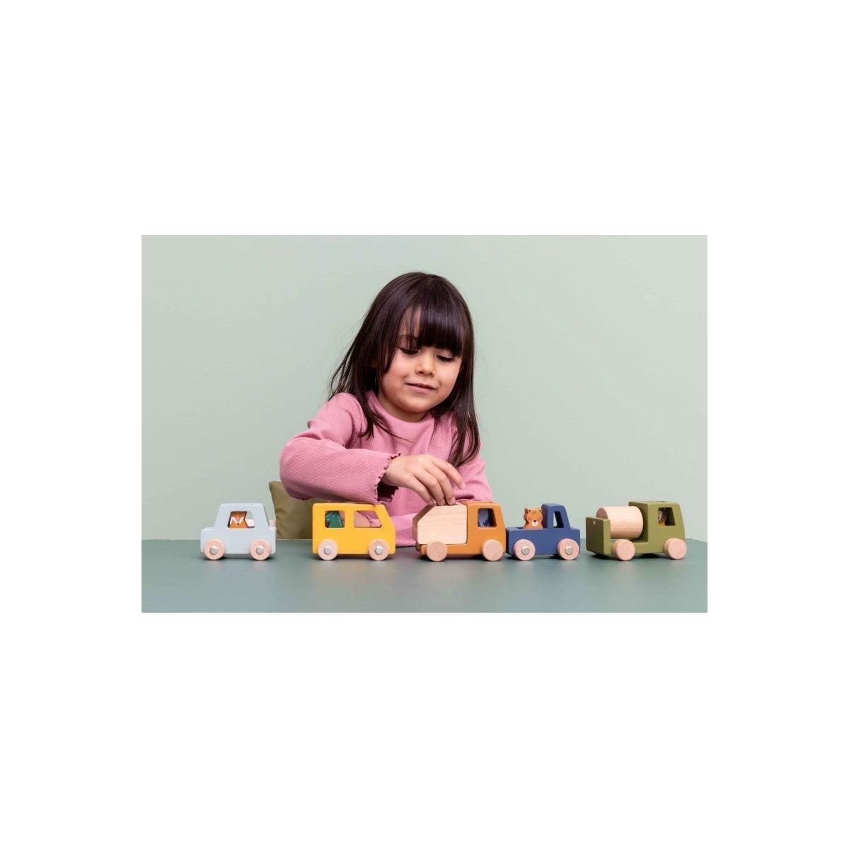 Wooden Construction Cars with Animals