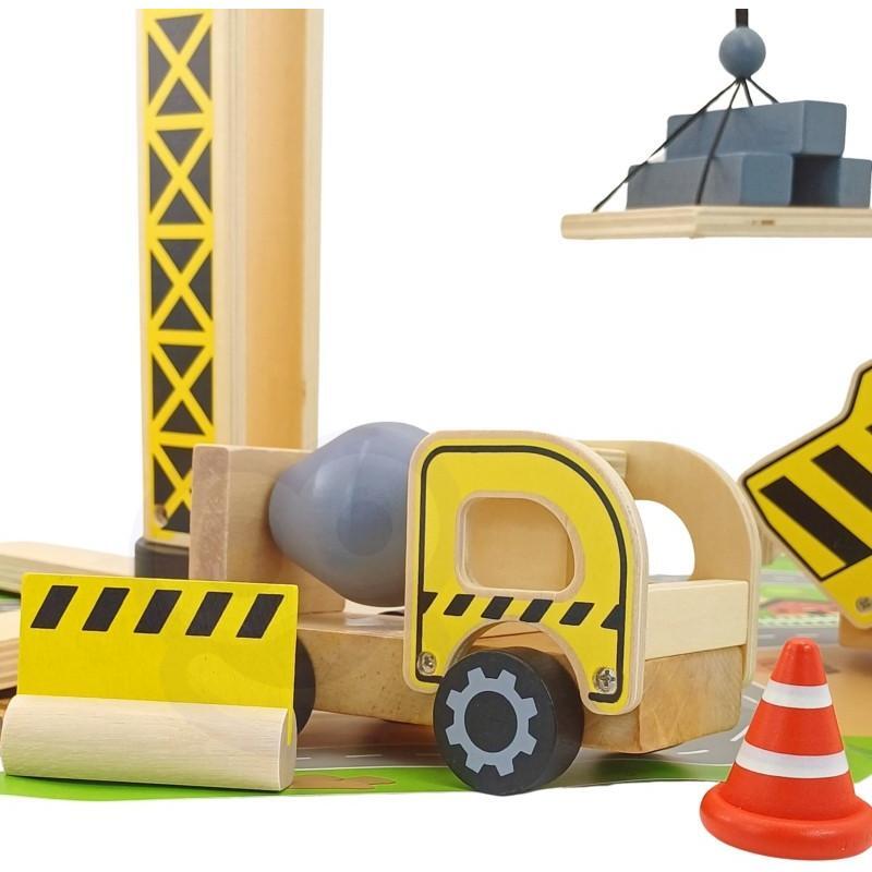 Wooden Construction Site With Vehicles