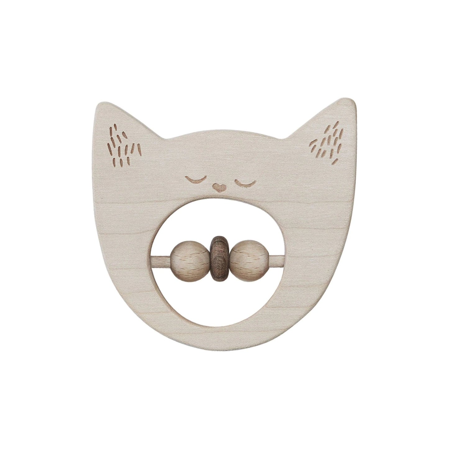 Wooden Rattle - Cat